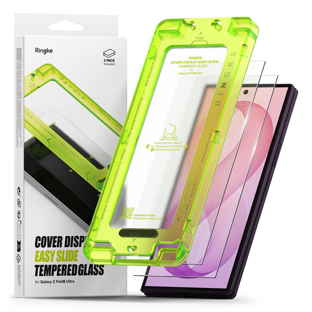 Film de protection écran extérieur Ringke Easy Slide pour Samsung Galaxy Z Fold8 Ultra F976, verre trempé, colle intégrale, lot de 2 pièces