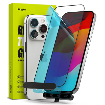 Ringke Displayschutzfolie für Apple iPhone 15 Pro Max, gehärtetes Glas, Full Glue, Schwarz