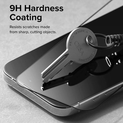 Ringke Displayschutzfolie für Apple iPhone 15 Pro Max, gehärtetes Glas, Full Glue, Schwarz
