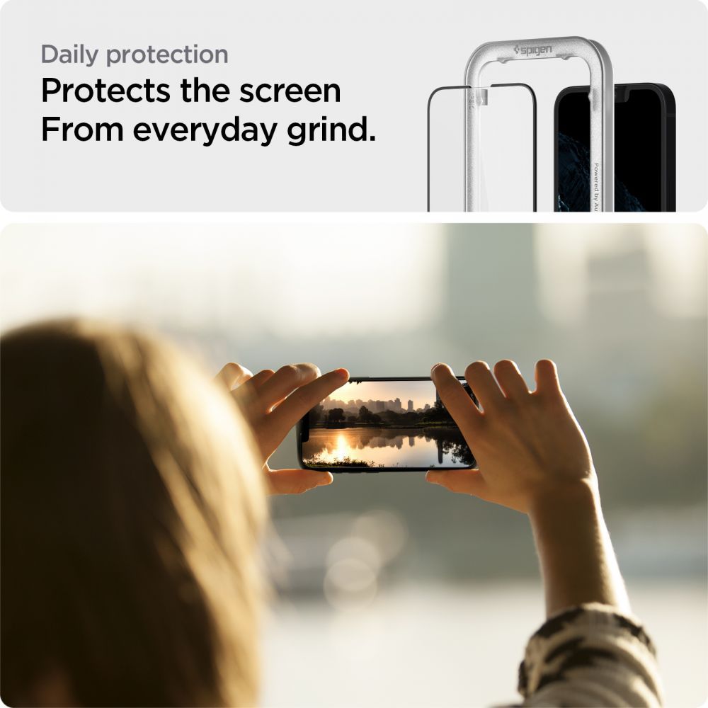 Film de protection écran Spigen GlastR Align Master pour Apple iPhone 17e / 16e / 14 / 13 Pro, Verre Trempé, Full Glue, Noir AGL03725