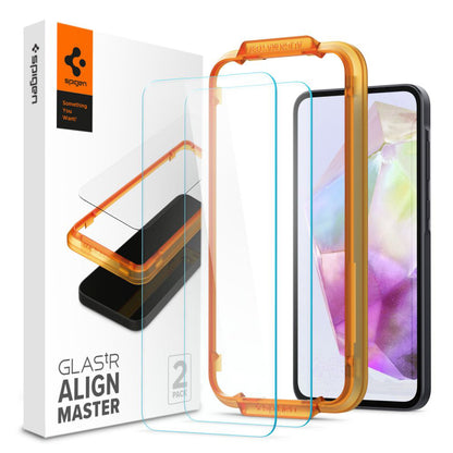 Film de protection écran Spigen GlastR Align Master pour Samsung Galaxy M35 / A35 5G A356, Verre Trempé, Full Glue, Set 2 pièces AGL07772