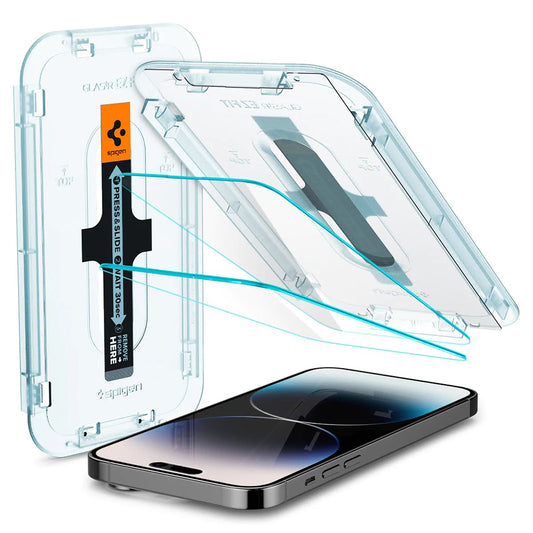 Spigen GlastR EZ FIT Screen Protector for Apple iPhone 14 Pro, Tempered Glass, Full Glue, Set of 2 Pieces