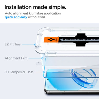 Film de protection écran Spigen GlastR EZ FIT pour Samsung Galaxy S23 S911, Verre Trempé, Full Glue, Set 2 pièces AGL05958