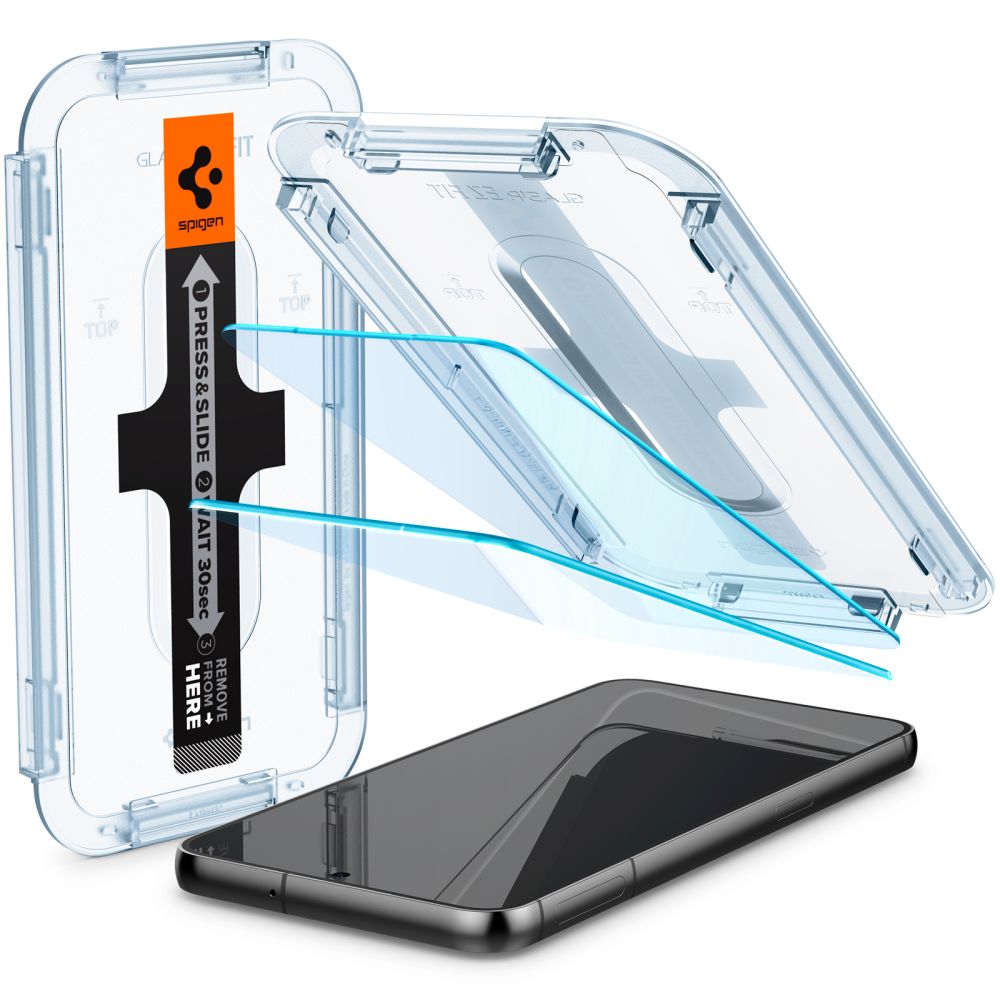Film de protection écran Spigen GlastR EZ FIT pour Samsung Galaxy S23 S911, Verre Trempé, Full Glue, Set 2 pièces AGL05958