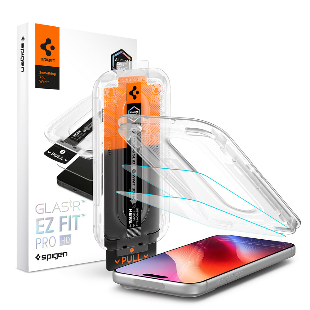 Film de protection d'écran Spigen GlastR EZ FIT Pro HD pour Apple iPhone 18 Pro Max / 17 Pro Max / 16 Pro Max, Verre trempé, Collage complet, Set de 2 pièces AGL12048