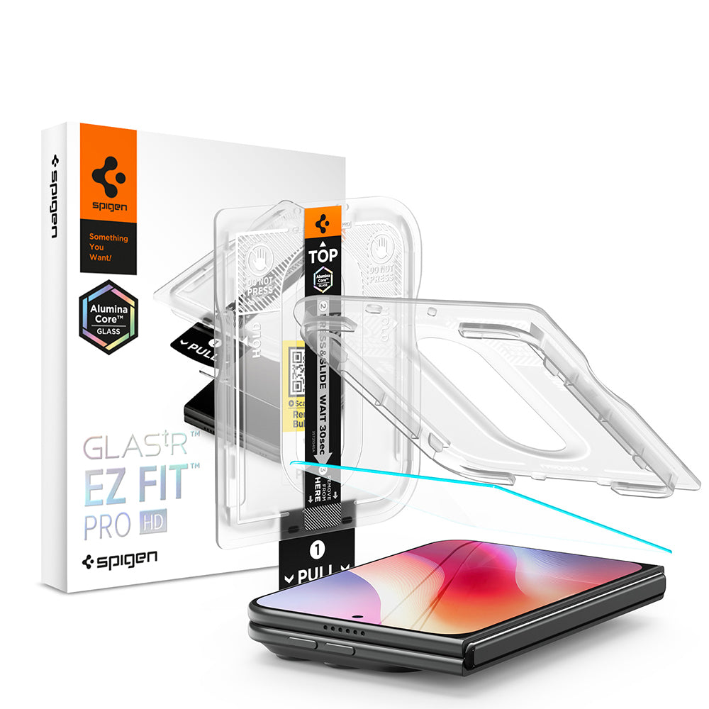 Spigen GlastR EZ FIT Pro HD Displayschutzfolie für Apple iPhone Duo, gehärtetes Glas, Full Glue AGL12014