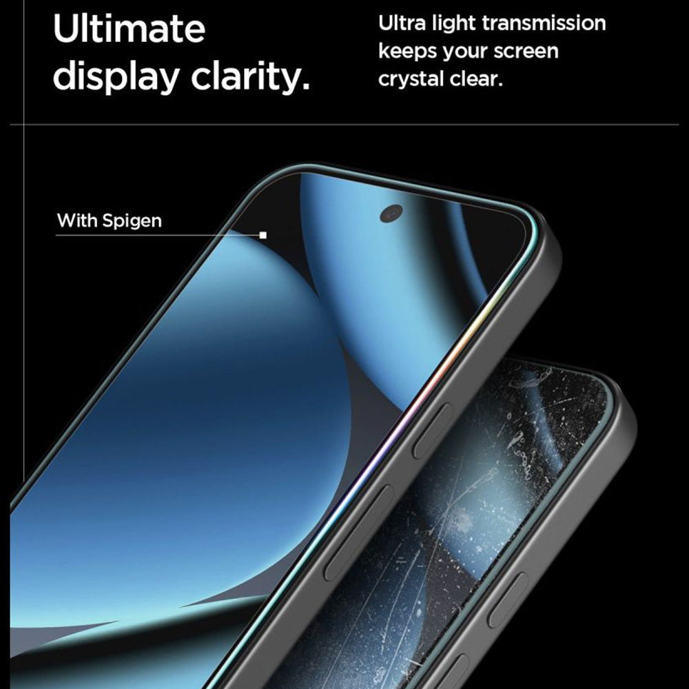 Schutzfolie Spigen GlastR EZ FIT Pro HD für Google Pixel 10a, gehärtetes Glas, Full Glue, Set 2 Stück AGL11364