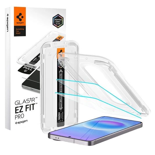 Schutzfolie Spigen GlastR EZ FIT Pro HD für Samsung Galaxy A57 5G, gehärtetes Glas, Vollkleber, Set mit 2 Stück AGL11397