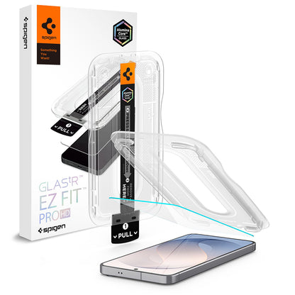 Spigen GlastR EZ FIT Pro HD Displayschutzfolie für Samsung Galaxy S26 FE S741, gehärtetes Glas, Full Glue AGL11996