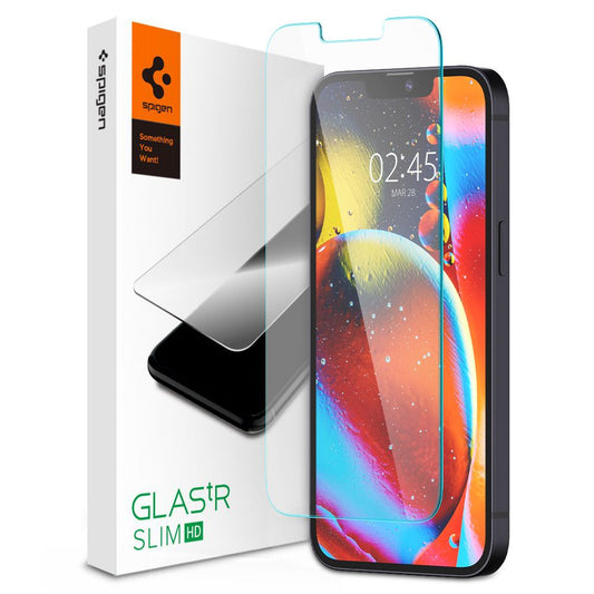 Spigen GlastR Slim Screen Protector for Apple iPhone 17e / 16e / 14 / 13 Pro, Tempered Glass, Full Glue