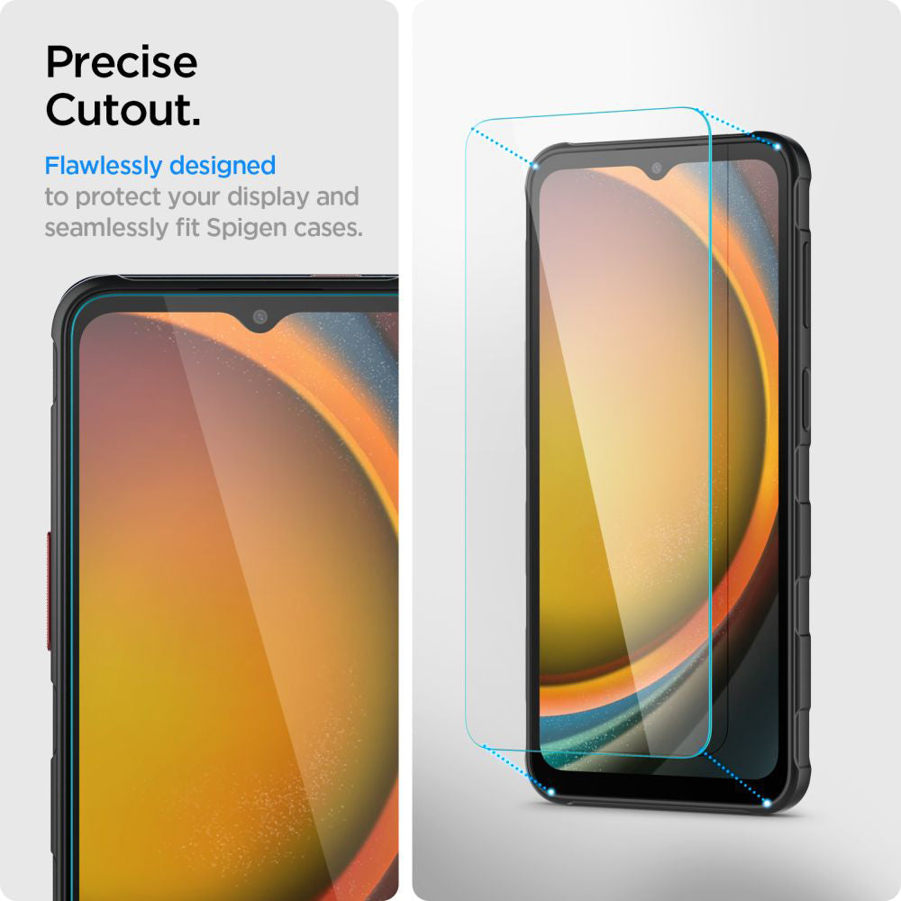 Spigen GlastR Slim Displayschutzfolie für Samsung Galaxy XCover7 Pro / Xcover7 G556, gehärtetes Glas, Full Glue, 2 Stück Set AGL09407