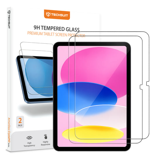 Film de protection d'écran Techsuit ArmorGlass CrystalHD pour Apple iPad (2025) / (2022), Verre Trempé, Full Glue, Lot de 2 pièces