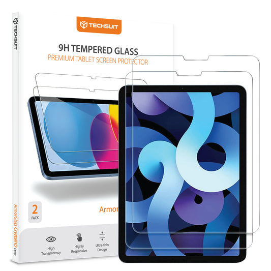 Film de protection d'écran Techsuit ArmorGlass CrystalHD pour Apple iPad Air 11 (2024) / Air (2022), Verre Trempé, Full Glue, Lot de 2 pièces