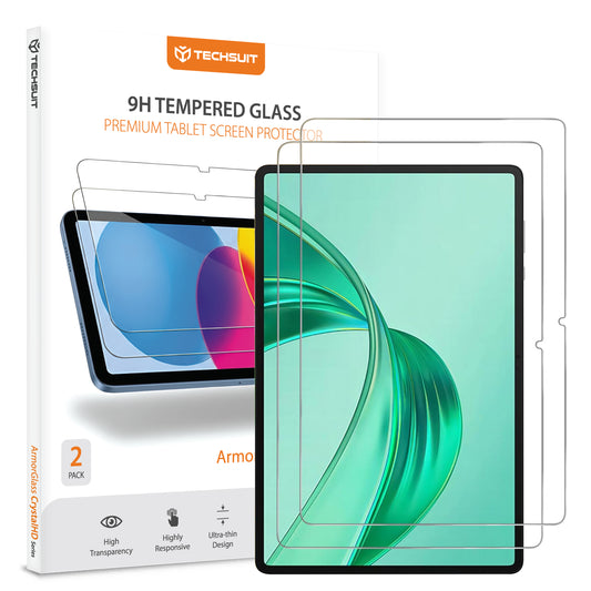 Film de protection d'écran Techsuit ArmorGlass CrystalHD pour Honor Pad X8a / Xiaomi Pad 6 / 6 Pro, Verre Trempé, Full Glue, Lot de 2 pièces
