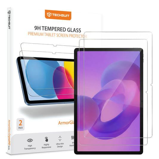Film de protection d'écran Techsuit ArmorGlass CrystalHD pour Lenovo Idea Tab Plus, Verre Trempé, Full Glue, Lot de 2 pièces