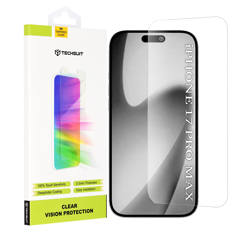 Schutzfolie Techsuit Clear Vision für Apple iPhone 17 Pro Max, Gehärtetes Glas, Vollverklebung