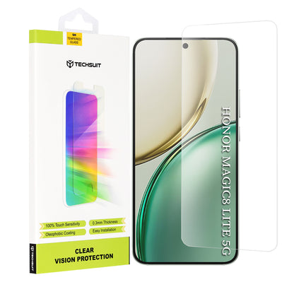 Film de protection d'écran Techsuit Clear Vision pour Honor Magic8 Lite, Verre Trempé, Full Glue