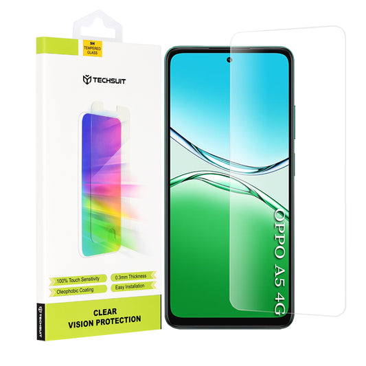 Film de protection d'écran Techsuit Clear Vision pour Oppo A5 4G, Verre trempé, Collage intégral