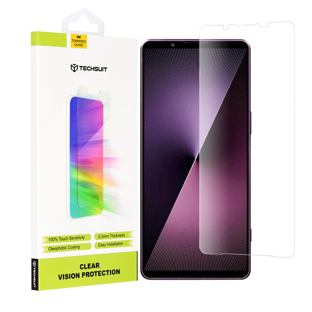 Techsuit Clear Vision Displayschutzfolie für Sony Xperia 1 VII, gehärtetes Glas, Full Glue