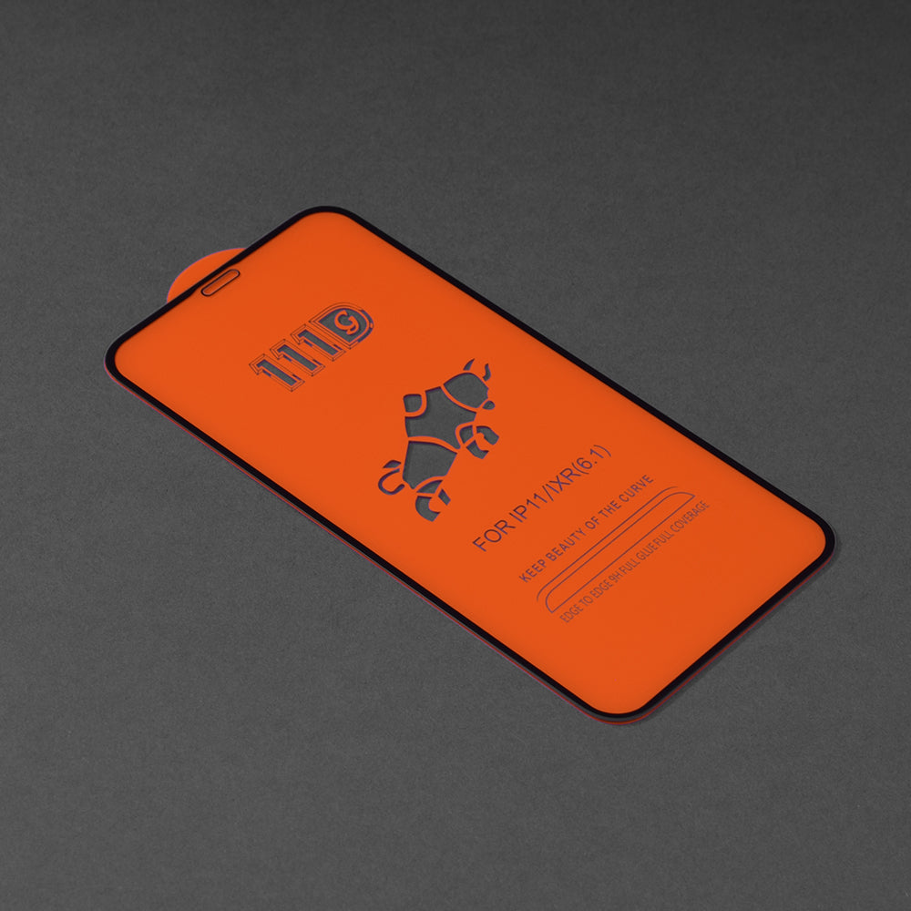 Techsuit Displayschutzfolie für Apple iPhone 11 / XR, gehärtetes Glas, Full Glue, 111D, Schwarz