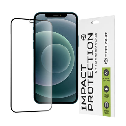Techsuit Screen Protector Film for Apple iPhone 12 Pro Max, Tempered Glass, Full Glue, 111D, Black