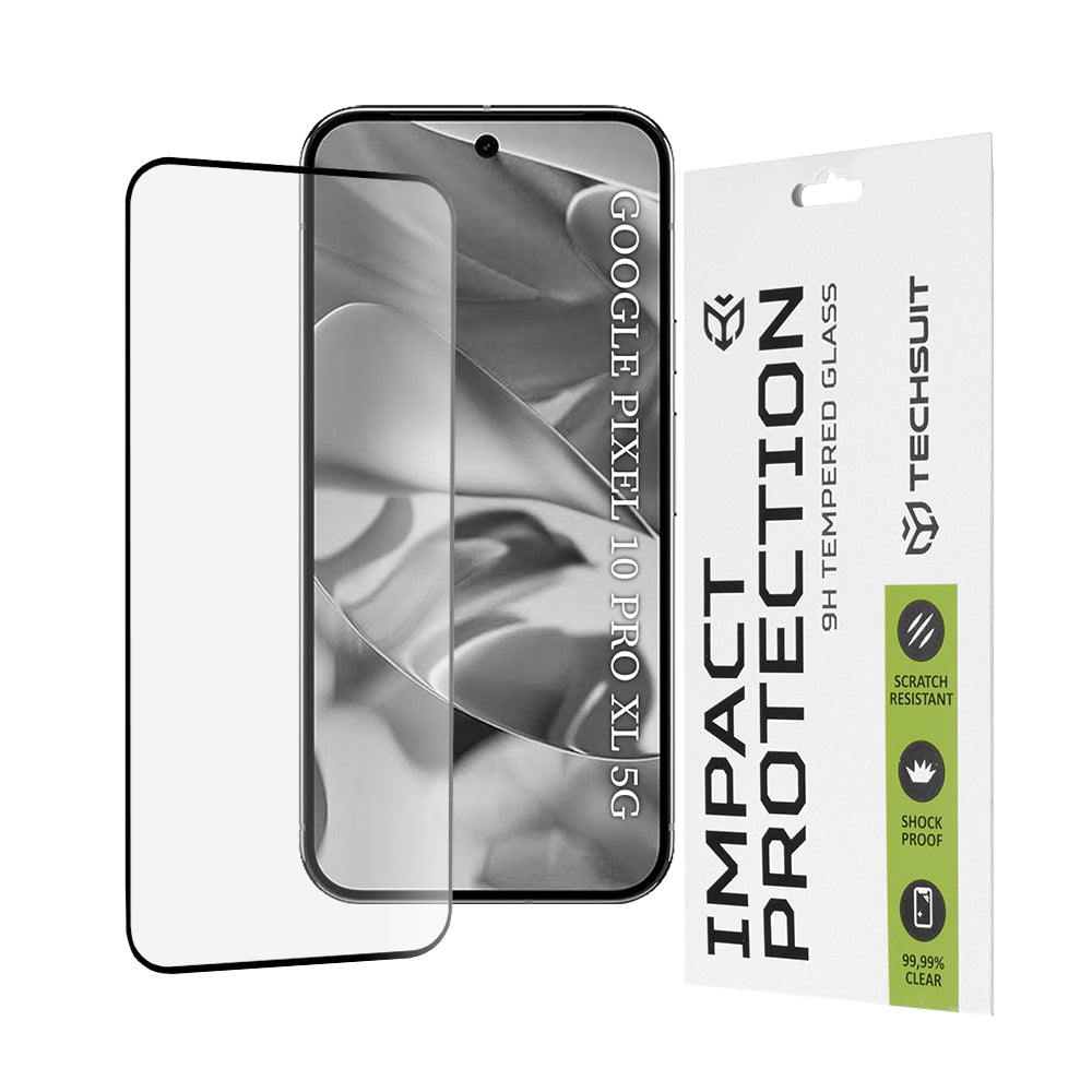 Techsuit Screen Protector Film for Google Pixel 10 Pro XL, Tempered Glass, Full Glue, 111D, Black