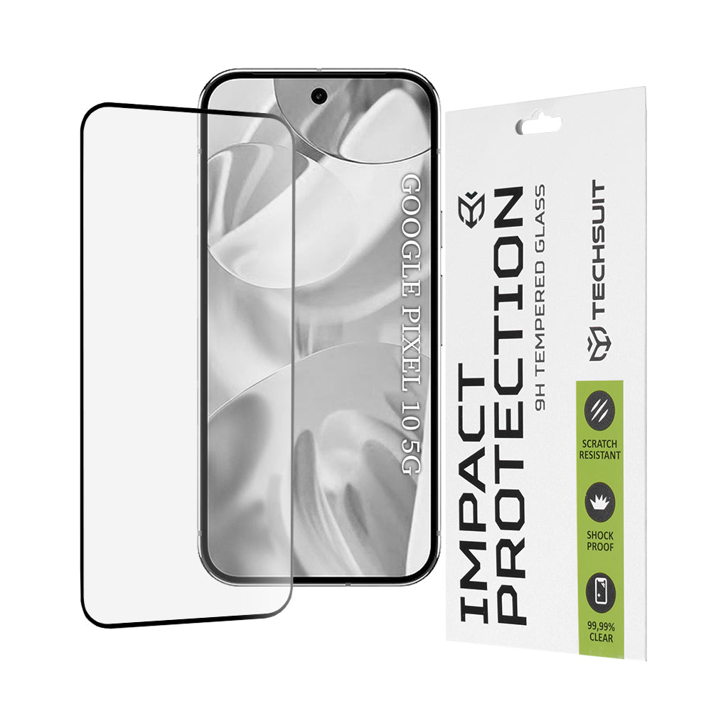 Film de protection d'écran Techsuit pour Google Pixel 10, Verre trempé, Full Glue, 111D, Noir