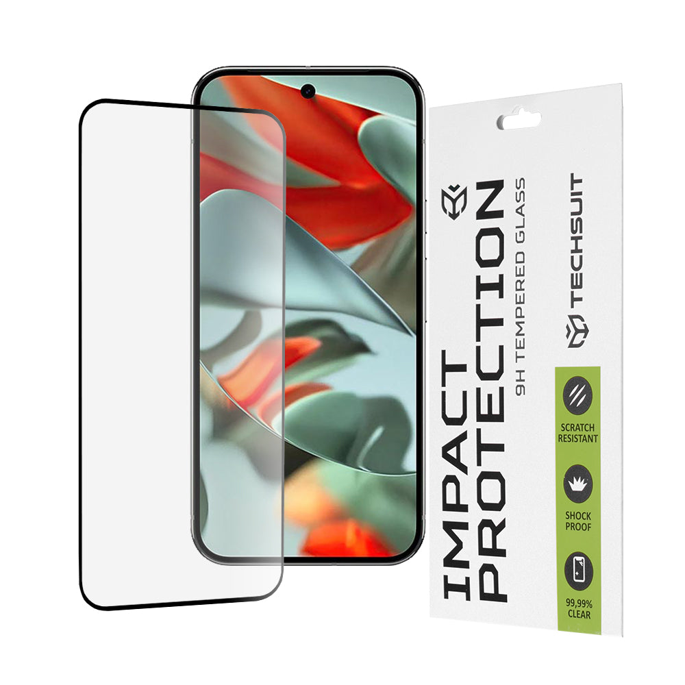 Techsuit Screen Protector Film for Google Pixel 9 Pro XL, Tempered Glass, Full Glue, 111D, Black