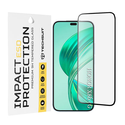 Techsuit Displayschutzfolie für Honor 400 Lite / X8c / X8b, gehärtetes Glas, Full Glue, Schwarz