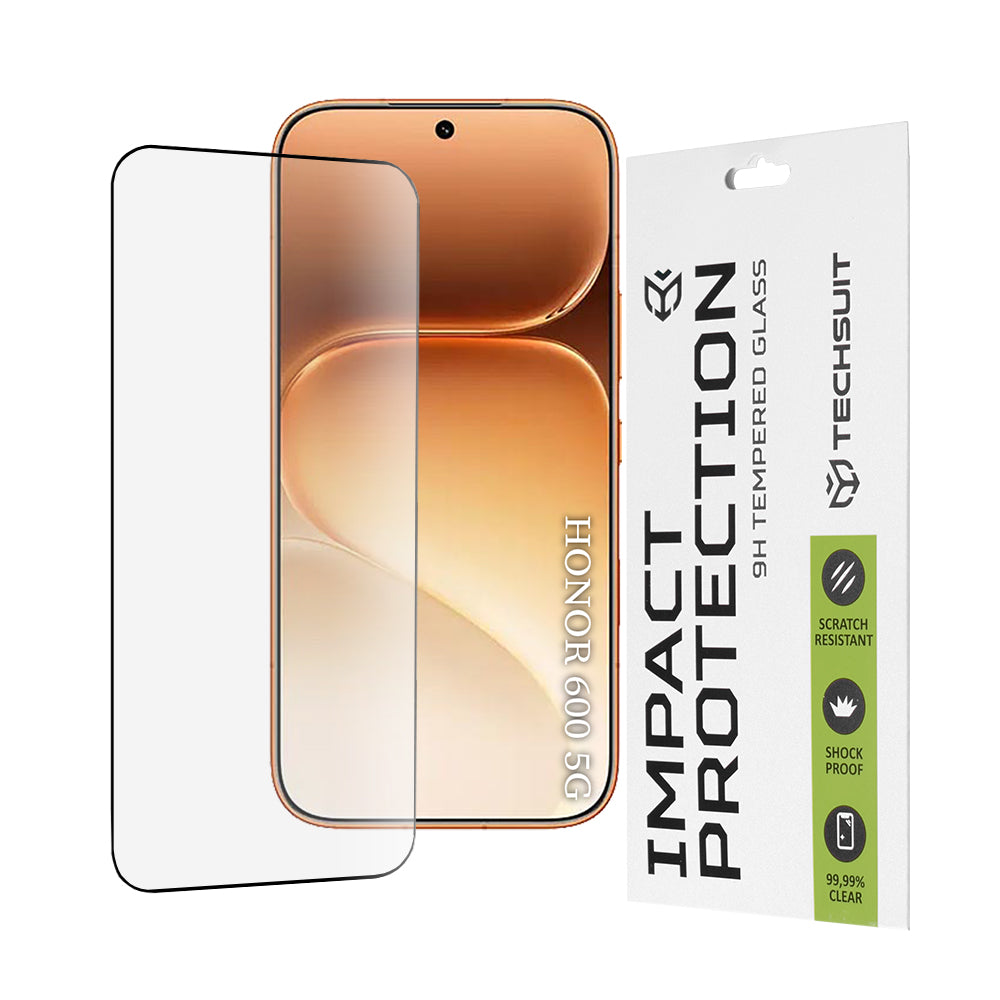 Techsuit Displayschutzfolie für Honor 600 Pro / 600, gehärtetes Glas, Full Glue, 111D, Schwarz