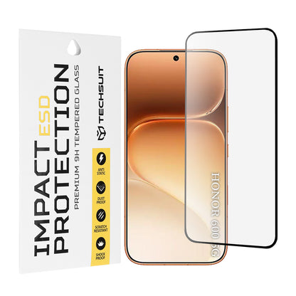 Techsuit Displayschutzfolie für Honor 600 Pro / 600, gehärtetes Glas, Full Glue, schwarz