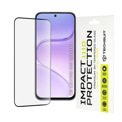 Film de protection d'écran Techsuit pour Honor 600 Smart, Verre Trempé, Full Glue, 111D, Noir
