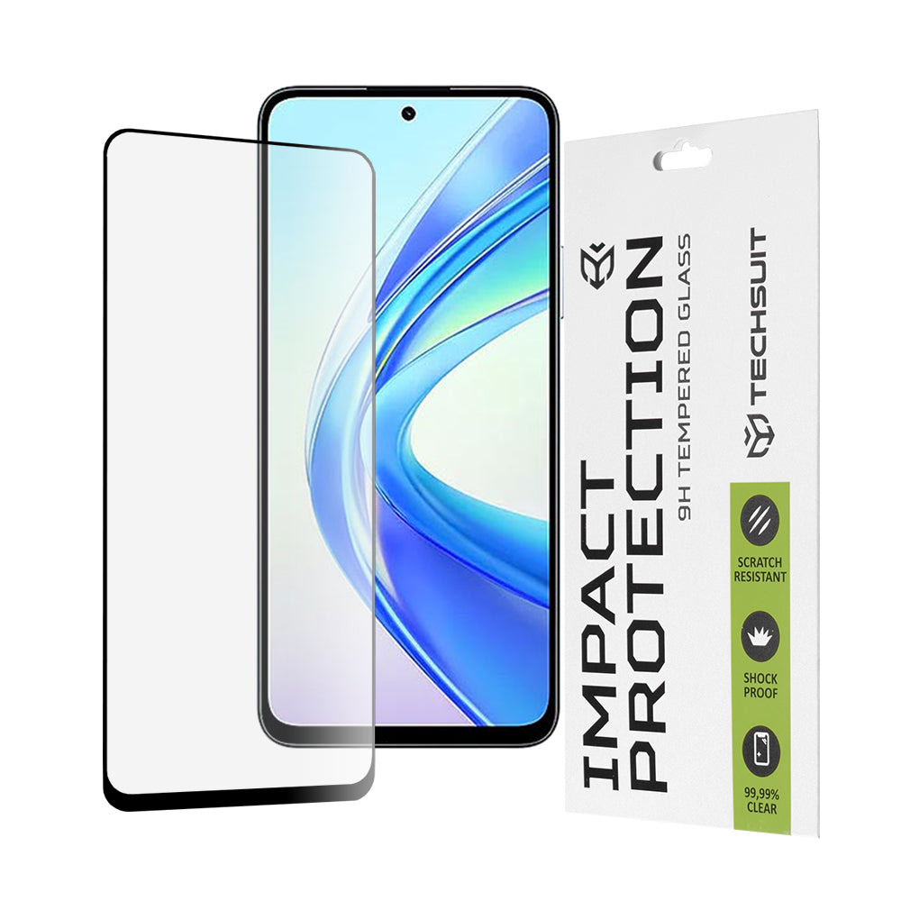 Film de protection d'écran Techsuit pour Honor X7b 5G / 90 Smart / X7b 4G, Verre Trempé, Full Glue, 111D, Noir