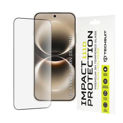 Film de protection d'écran Techsuit pour Huawei nova 15 Max, Verre Trempé, Full Glue, 111D, Noir