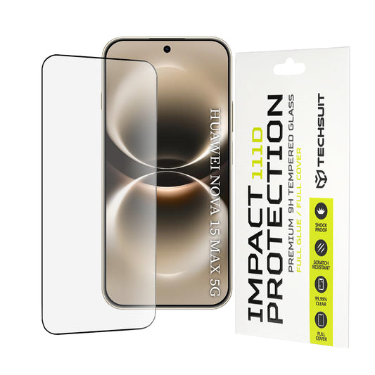 Techsuit Screen Protector Film for Huawei nova 15 Max, Tempered Glass, Full Glue, 111D, Black