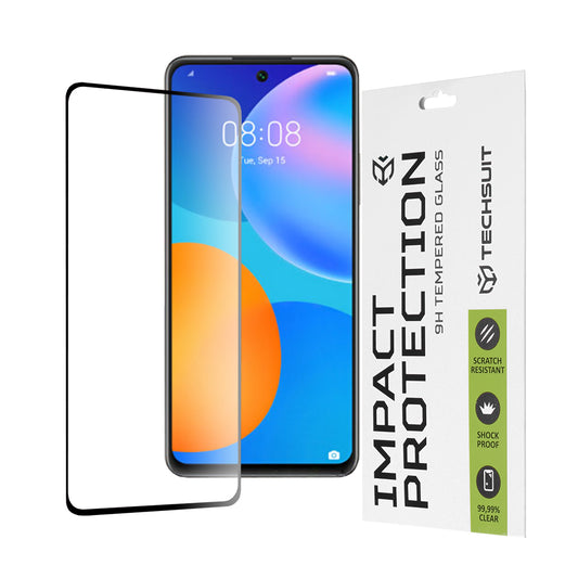 Techsuit Displayschutzfolie für Huawei P smart 2021, gehärtetes Glas, Full Glue, 111D, Schwarz