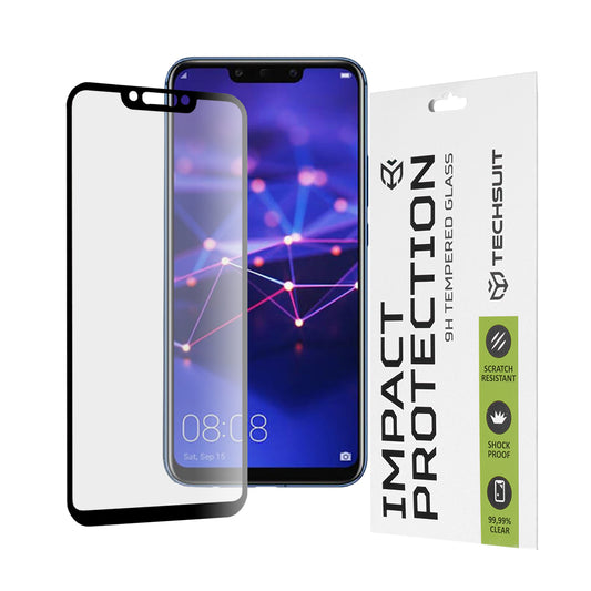 Film de protection d'écran Techsuit pour Huawei P Smart+ 2019 / Mate 20 Lite / nova 3 / nova 3i, Verre trempé, Full Glue, 111D, Noir
