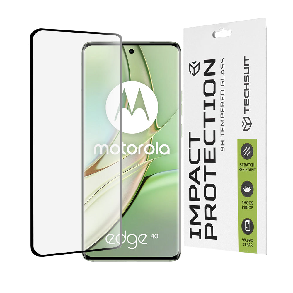 Film de protection d'écran Techsuit pour Motorola Edge (2023) / Edge 40, Verre trempé, Full Glue, 111D, Noir