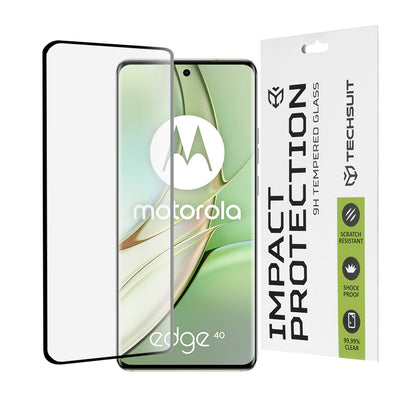Film de protection d'écran Techsuit pour Motorola Edge (2023) / Edge 40, Verre trempé, Full Glue, 111D, Noir