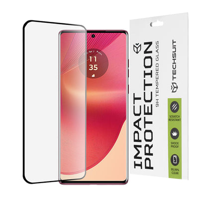 Techsuit Displayschutzfolie für Motorola Edge 50 Fusion, gehärtetes Glas, Full Glue, 111D, Schwarz