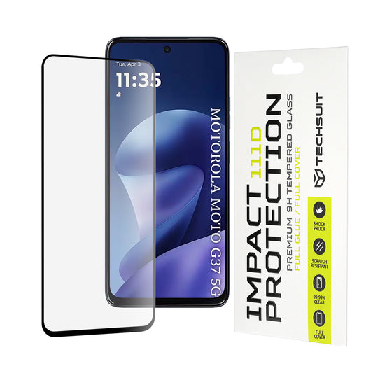 Film de protection d'écran Techsuit pour Motorola Moto G47 / G37 Power / G37, Verre trempé, Full Glue, 111D, Noir