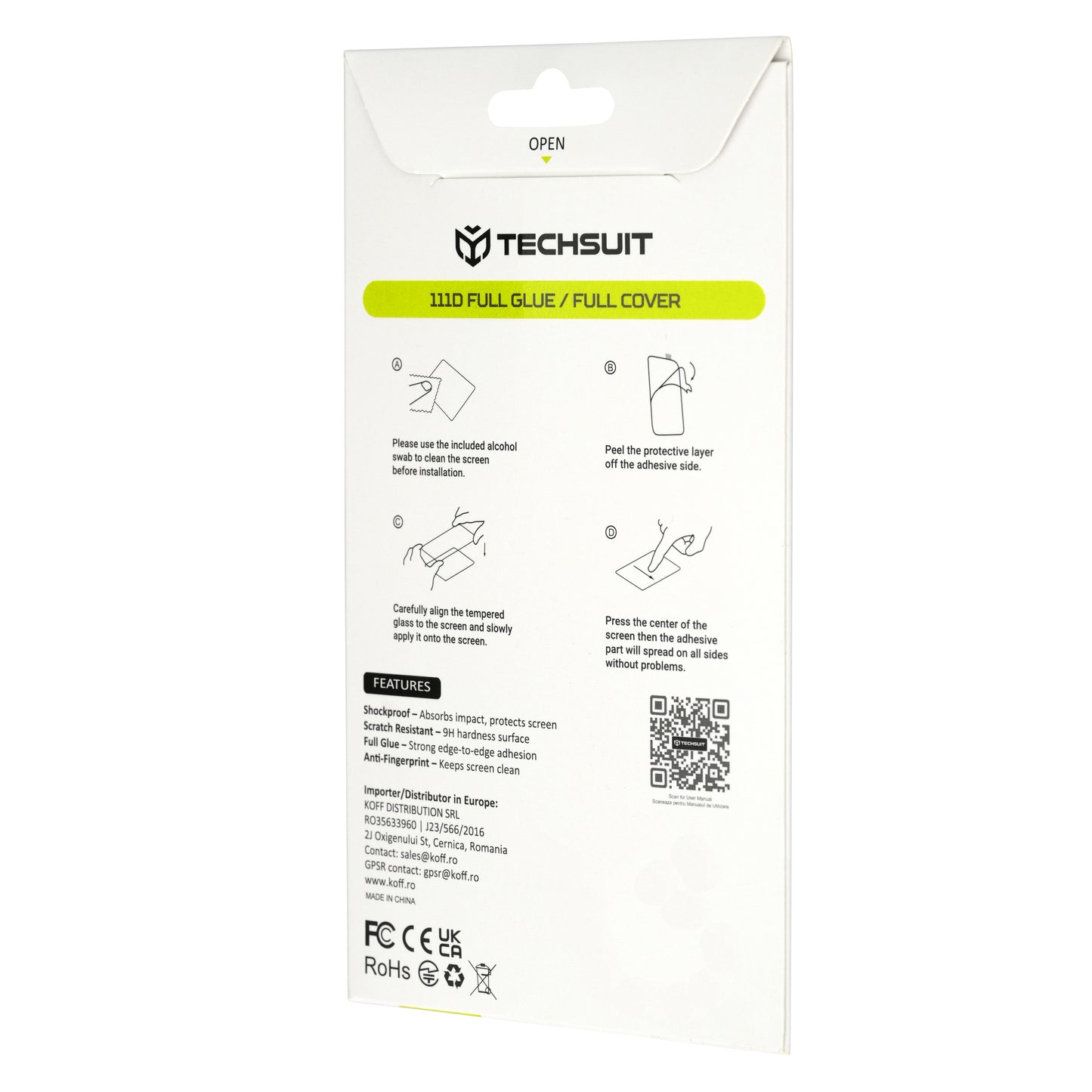 Techsuit Screen Protector Film for Motorola Moto G47 / G37 Power / G37, Tempered Glass, Full Glue, 111D, Black