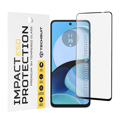 Techsuit Displayschutzfolie für Motorola Moto G64 / G54 Power Edition / G14 / G54, gehärtetes Glas, Full Glue, Schwarz