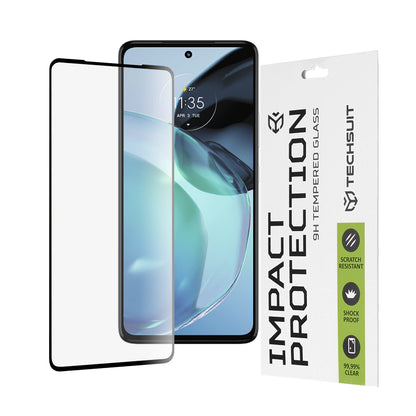 Techsuit Displayschutzfolie für Motorola Moto G72, gehärtetes Glas, Full Glue, 111D, Schwarz