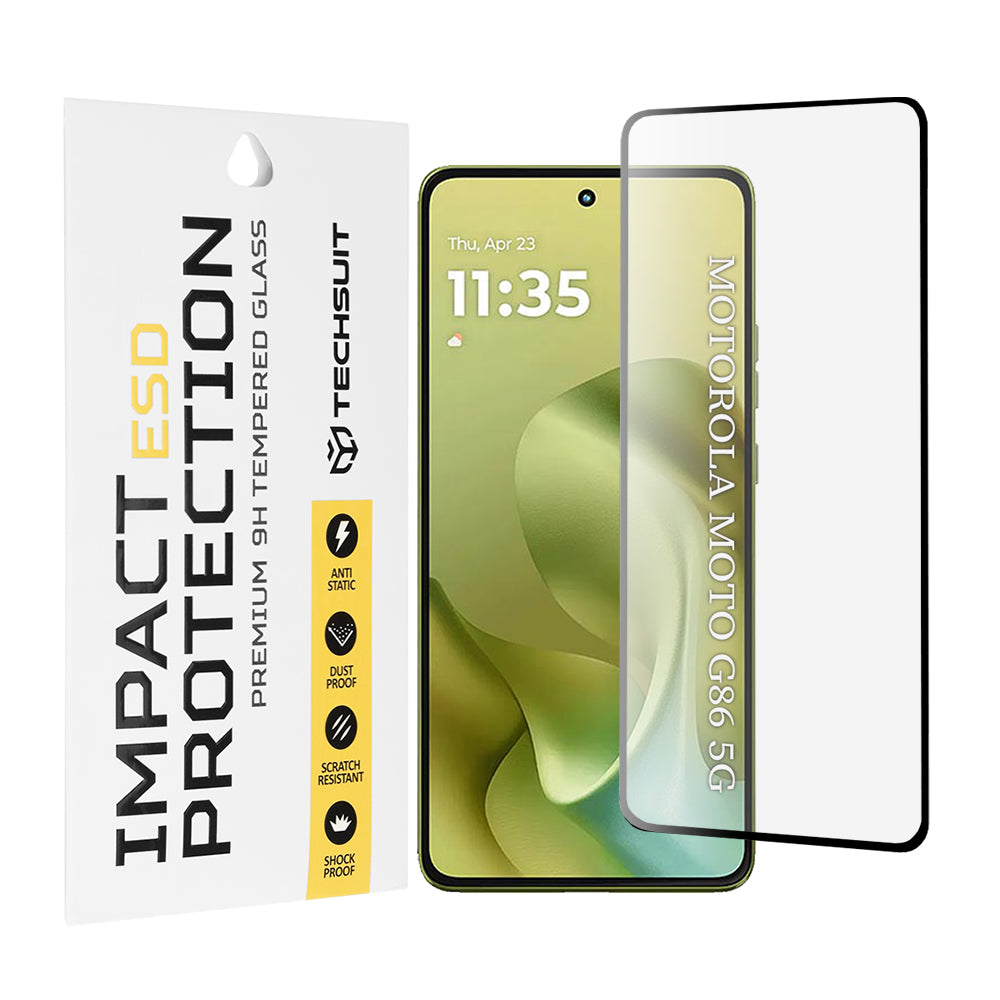 Techsuit Displayschutzfolie für Motorola Moto G86 Power / G86, gehärtetes Glas, Full Glue, schwarz