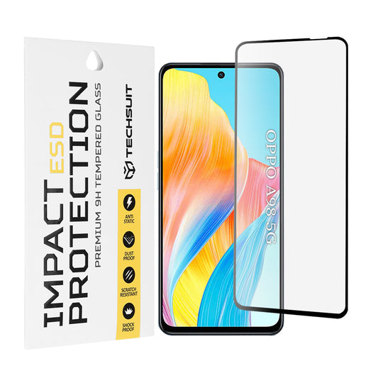 Film de protection d'écran Techsuit pour OnePlus Nord N30 SE / Oppo A79 / A98 / A58 4G, Verre trempé, Full Glue, Noir