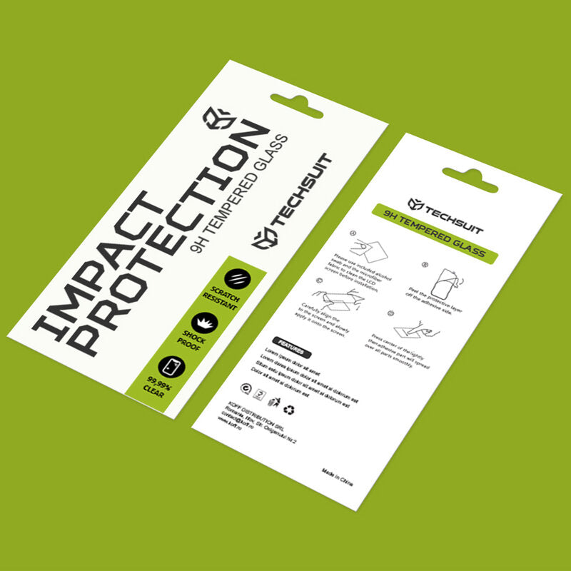 Techsuit Displayschutzfolie für Oppo A18 / A38, gehärtetes Glas, Full Glue, 111D, Schwarz