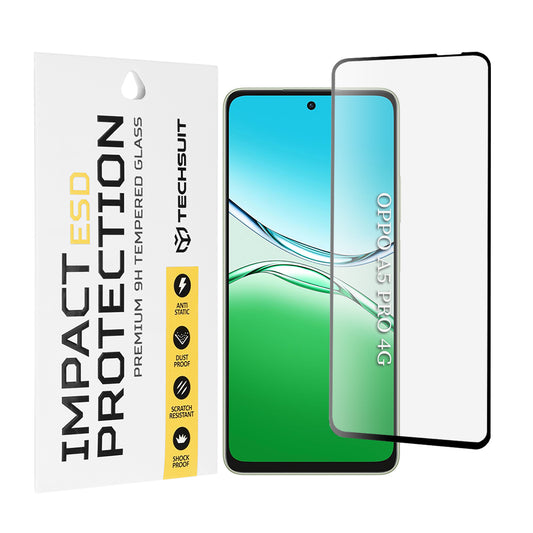 Film de protection d'écran Techsuit pour Oppo A5 Pro 4G / A5 Pro, Verre trempé, Collage intégral, Noir