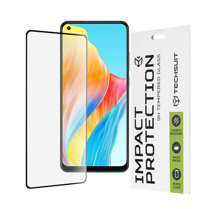 Techsuit Displayschutzfolie für Oppo A78 4G, gehärtetes Glas, Full Glue, 111D, Schwarz