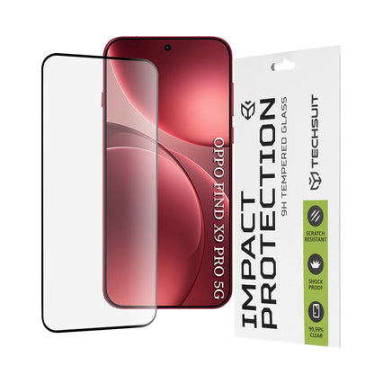 Schutzfolie Techsuit für Oppo Find X9 Pro, gehärtetes Glas, Full Glue, 111D, Schwarz